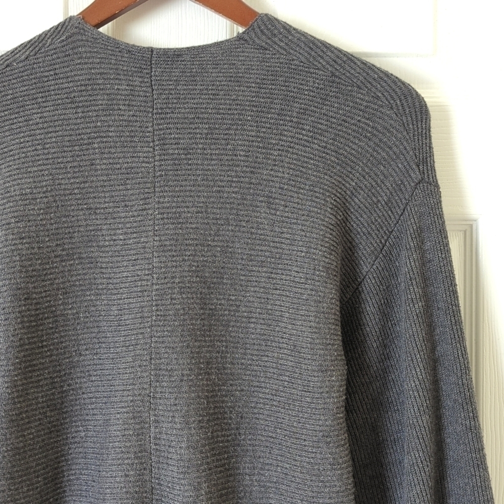 1. State Lightweight Ribbed Knit Long Balloon Sleeve V-neck Sweater Gray XXS - Picture 12 of 12